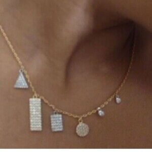 NWT Gold Plated Multi Shaped Pavé Swarovski Crystal Accented Necklace